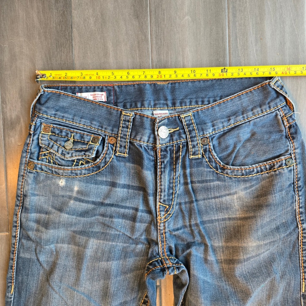 True Religion Ricky Relaxed Straight Blue Jeans button pockets Mens 31 x 31 - Picture 4 of 10